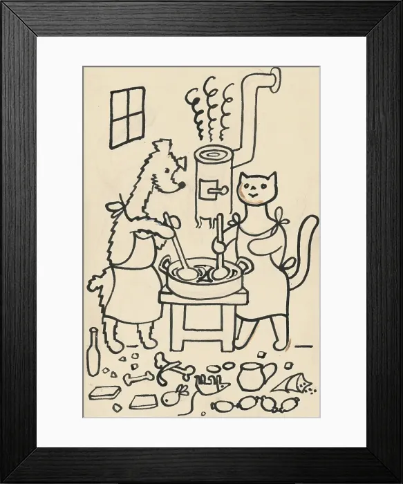 Framed Print : 11. The Tale of the Dog and the Cat, around 1928. Creator: Josef Capek Framed Print : 11. The Tale of the Dog and the Cat, around 1928. Creator: Josef Capek