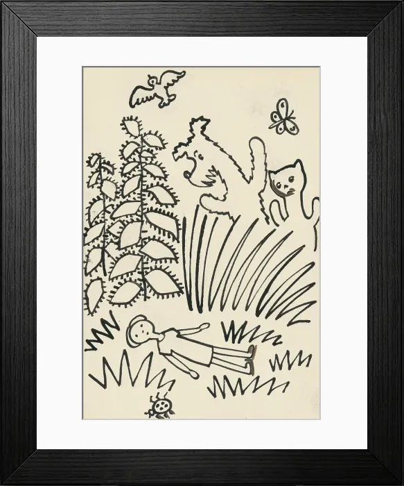 Framed Print : 13. The Tale of the Dog and the Cat, around 1928. Creator: Josef Capek