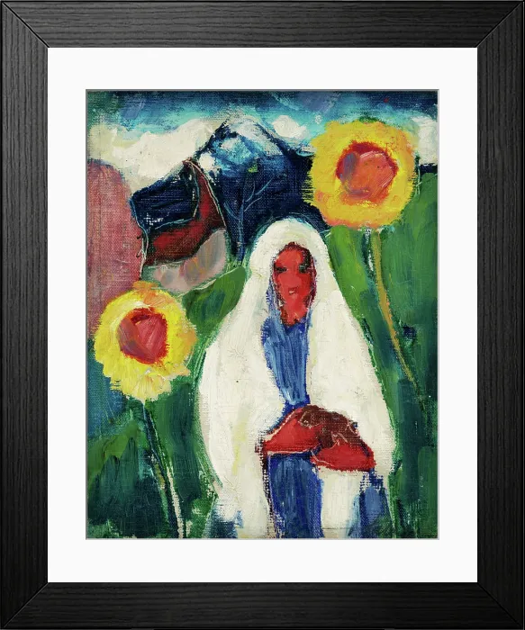 Framed Print : Sketch of a Woman among Sunflowers, 1932. Creator: Zolo Palugyay Framed Print : Sketch of a Woman among Sunflowers, 1932. Creator: Zolo Palugyay