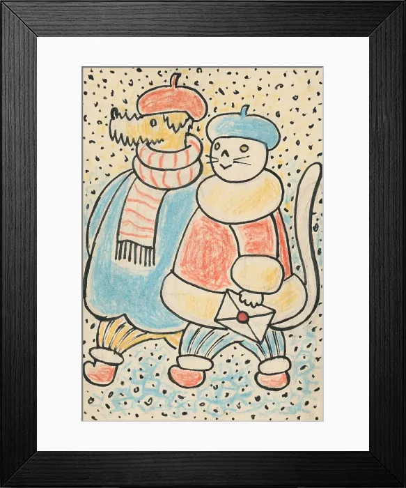 Framed Print : 5. Talking about a dog and a cat, around 1928. Creator: Josef Capek Framed Print : 5. Talking about a dog and a cat, around 1928. Creator: Josef Capek