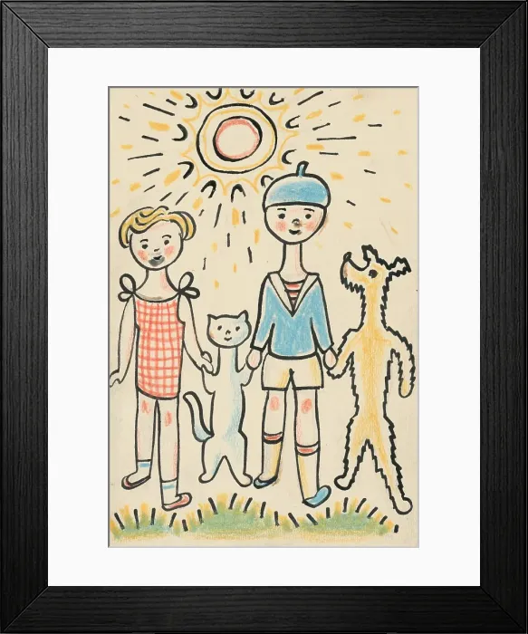 Framed Print : 8. A story about a dog and a cat, around 1928. Creator: Josef Capek Framed Print : 8. A story about a dog and a cat, around 1928. Creator: Josef Capek