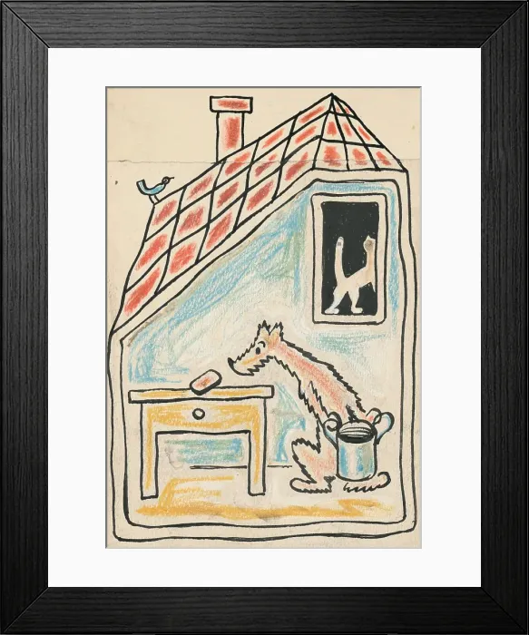 Framed Print : 2. A Story about a Dog and a Cat, around 1928. Creator: Josef Capek Framed Print : 2. A Story about a Dog and a Cat, around 1928. Creator: Josef Capek