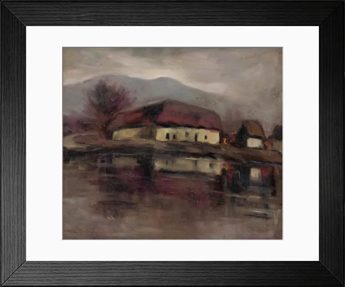 Framed Print : Sketch - landscape with a lake, 1932. Creator: Zolo Palugyay Framed Print : Sketch - landscape with a lake, 1932. Creator: Zolo Palugyay