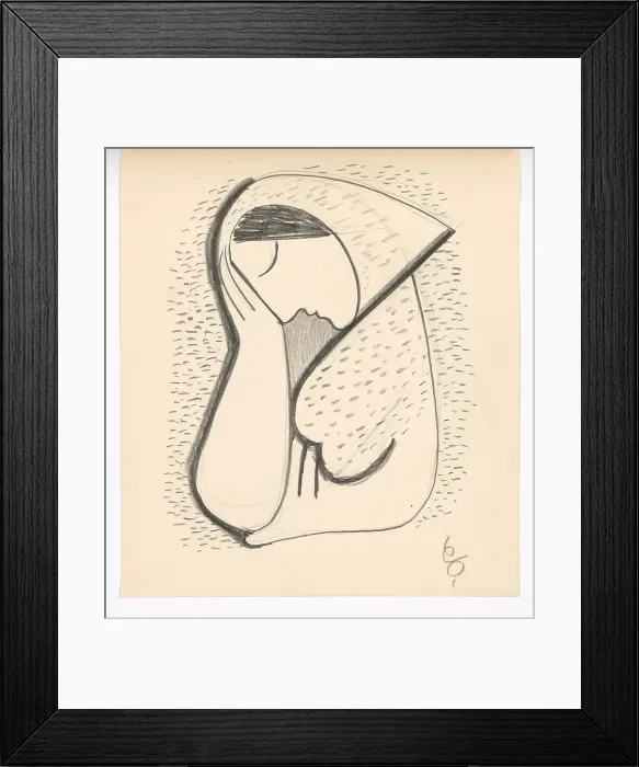 Framed Print : Thoughtful, 1938. Creator: Mikulas Galanda Framed Print : Thoughtful, 1938. Creator: Mikulas Galanda