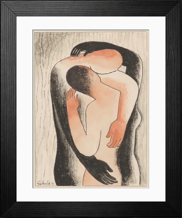 Framed Print : Embrace, 1930. Creator: Mikulas Galanda Framed Print : Embrace, 1930. Creator: Mikulas Galanda