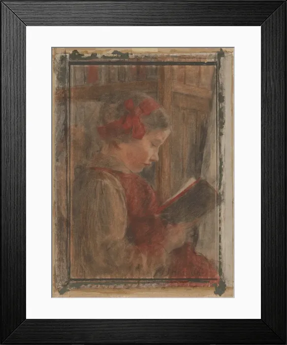 Framed Print : Girl with a book, 1905-1910. Creator: Jozef Hanula Framed Print : Girl with a book, 1905-1910. Creator: Jozef Hanula