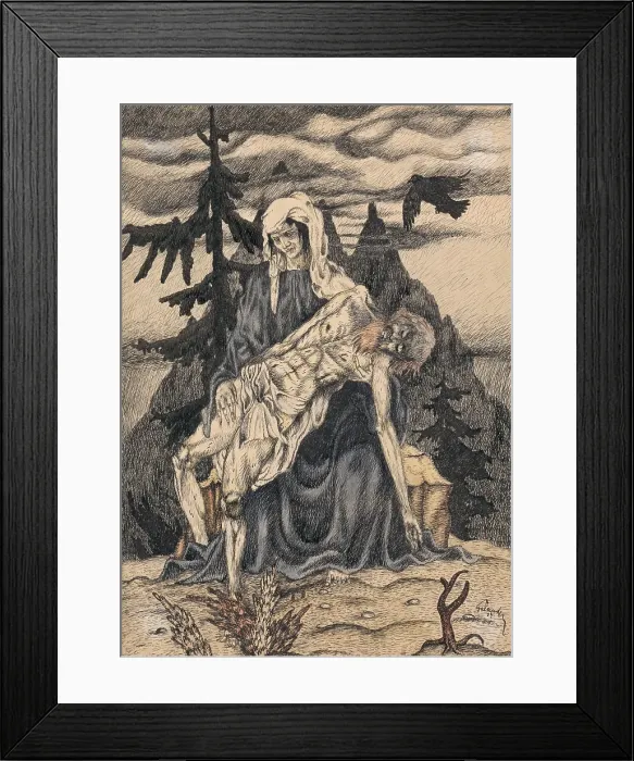 Framed Print : Pieta, 1923. Creator: Mikulas Galanda Framed Print : Pieta, 1923. Creator: Mikulas Galanda