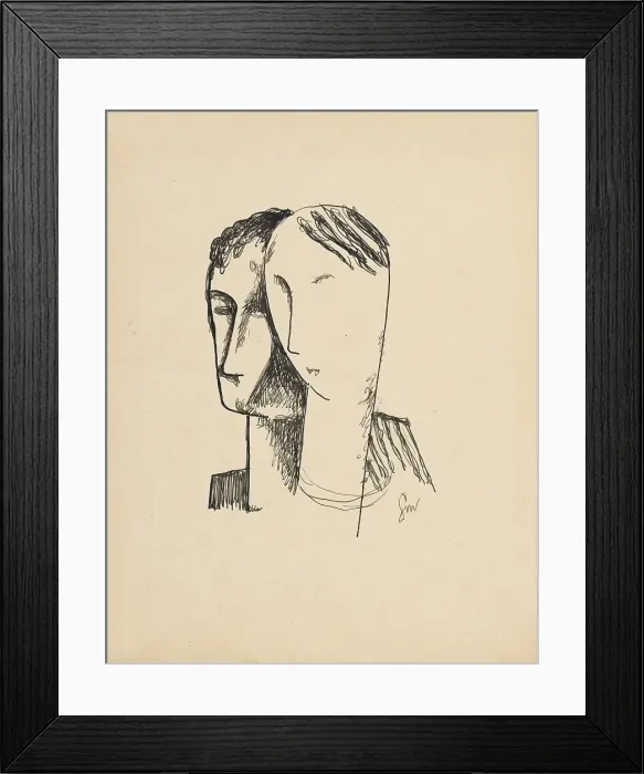 Framed Print : Two heads, 1928-1929. Creator: Mikulas Galanda Framed Print : Two heads, 1928-1929. Creator: Mikulas Galanda