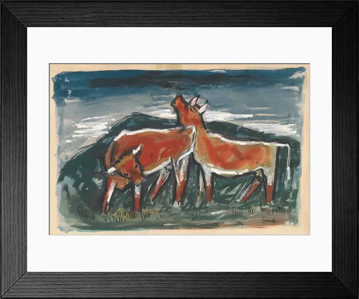 Framed Print : Cows, 1936. Creator: Mikulas Galanda Framed Print : Cows, 1936. Creator: Mikulas Galanda
