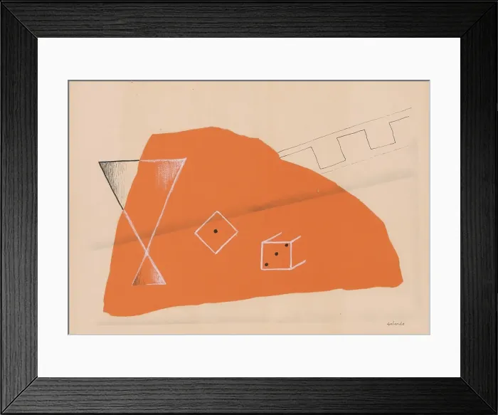 Framed Print : Still life with a glass and dice, 1929-1930. Creator: Mikulas Galanda Framed Print : Still life with a glass and dice, 1929-1930. Creator: Mikulas Galanda