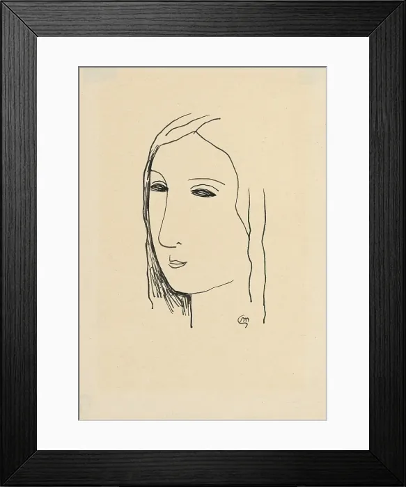 Framed Print : Girl's head, 1928-1929. Creator: Mikulas Galanda. Girl's head, 1928-1929. Creator: Mikulas Galanda