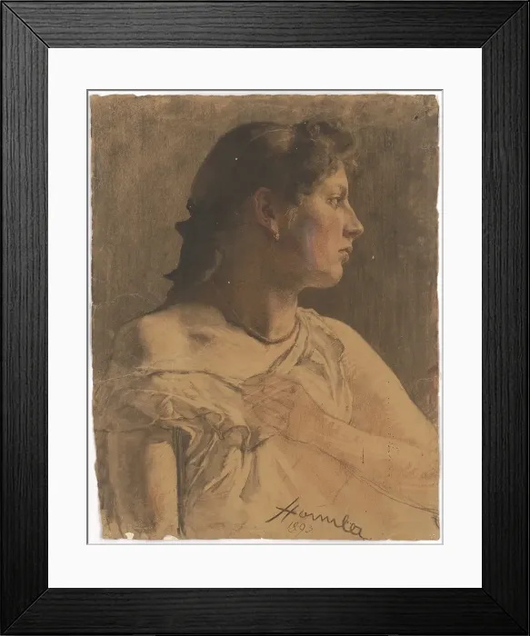 Framed Print : Portrait of a woman, 1893. Creator: Jozef Hanula Framed Print : Portrait of a woman, 1893. Creator: Jozef Hanula