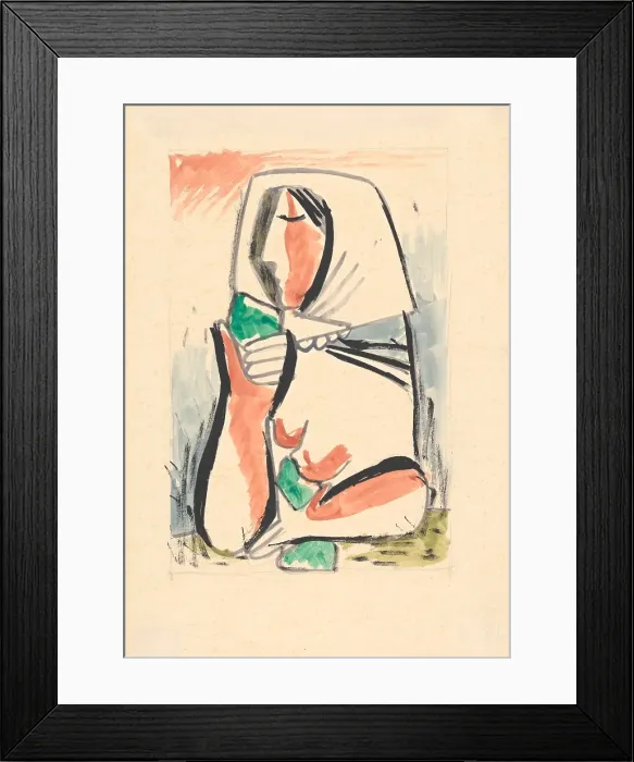Framed Print : Woman in a scarf, 1936-1937. Creator: Mikulas Galanda Framed Print : Woman in a scarf, 1936-1937. Creator: Mikulas Galanda