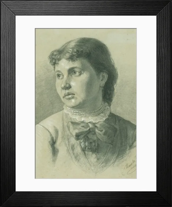 Framed Print : Study for a portrait of a girl, 1879. Creator: Jozef Hanula Framed Print : Study for a portrait of a girl, 1879. Creator: Jozef Hanula