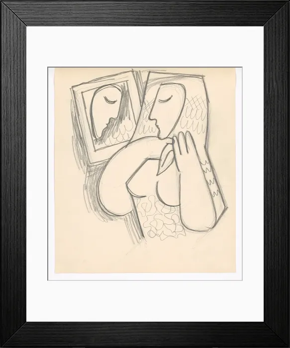 Framed Print : Woman with a mirror, 1938. Creator: Mikulas Galanda