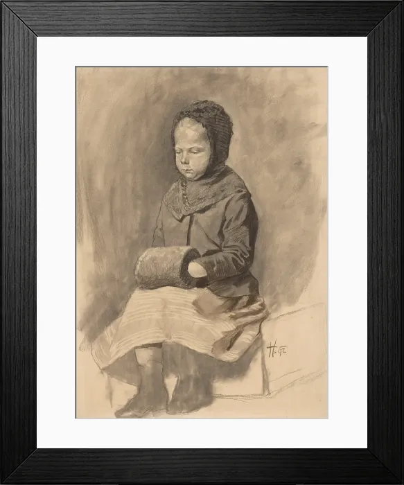 Framed Print : Study of a seated girl, 1892. Creator: Jozef Hanula Framed Print : Study of a seated girl, 1892. Creator: Jozef Hanula