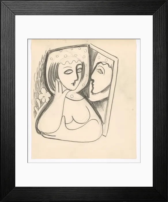 Framed Print : Woman with a mirror, 1938. Creator: Mikulas Galanda Framed Print : Woman with a mirror, 1938. Creator: Mikulas Galanda