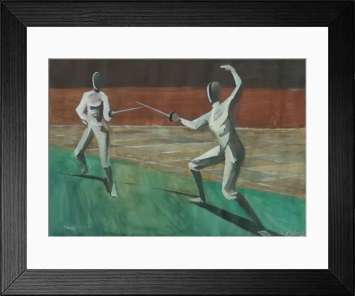 Framed Print : Fencers, 1940-1945. Creator: Bedrich Hoffstadter Framed Print : Fencers, 1940-1945. Creator: Bedrich Hoffstadter