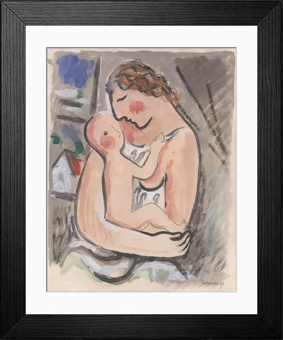 Framed Print : Mother with child, 1937. Creator: Mikulas Galanda