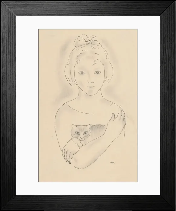 Framed Print : Girl with a cat, around 1927-1928. Creator: Mikulas Galanda Framed Print : Girl with a cat, around 1927-1928. Creator: Mikulas Galanda