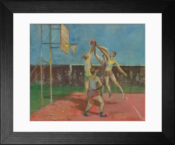 Framed Print : Basketball players, 1945. Creator: Bedrich Hoffstadter Framed Print : Basketball players, 1945. Creator: Bedrich Hoffstadter