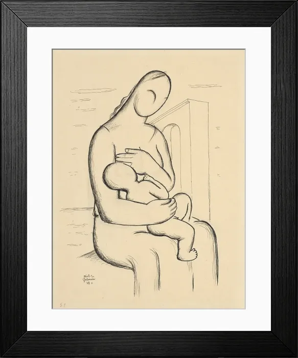 Framed Print : Nursing mother with architecture in the background, 1928-1932. Creator: Mikulas Galanda Framed Print : Nursing mother with architecture in the background, 1928-1932. Creator: Mikulas Galanda