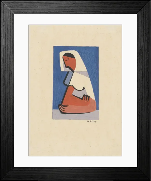 Framed Print : Girl at the table, 1936. Creator: Mikulas Galanda Framed Print : Girl at the table, 1936. Creator: Mikulas Galanda