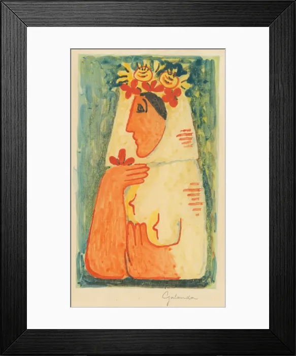 Framed Print : Woman with a wreath, around 1937. Creator: Mikulas Galanda Framed Print : Woman with a wreath, around 1937. Creator: Mikulas Galanda