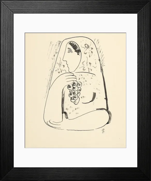 Framed Print : Woman with grapes, 1937-1938. Creator: Mikulas Galanda Framed Print : Woman with grapes, 1937-1938. Creator: Mikulas Galanda