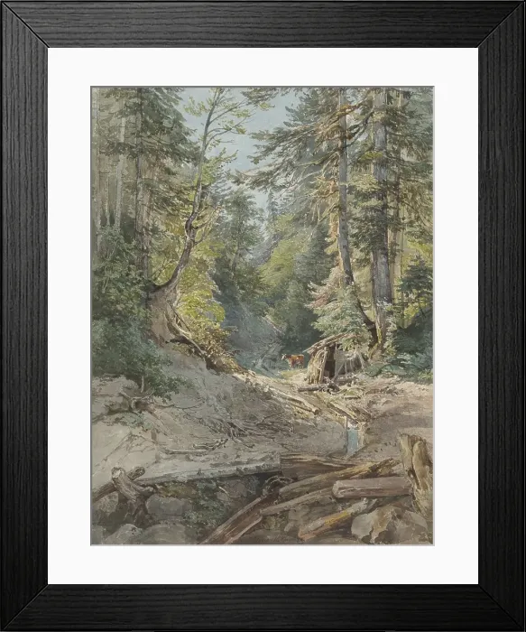 Framed Print : Inside the forest, 1842. Creator: Joseph Hoger