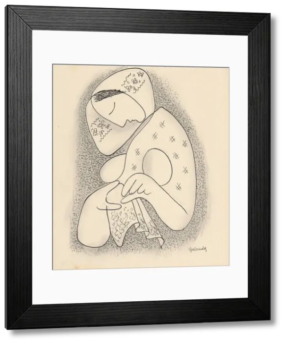 Framed Print : Woman in a scarf, around 1930. Creator: Mikulas Galanda Framed Print : Woman in a scarf, around 1930. Creator: Mikulas Galanda