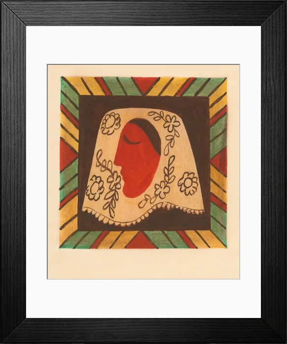 Framed Print : Girl's head in a scarf, 1937. Creator: Mikulas Galanda. Girl's head in a scarf, 1937. Creator: Mikulas Galanda Framed Print : Girl's head in a scarf, 1937. Creator: Mikulas Galanda. Girl's head in a scarf, 1937. Creator: Mikulas Galanda