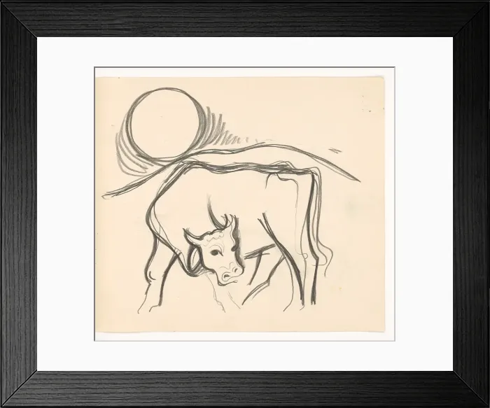 Framed Print : Cow in the countryside, 1937. Creator: Mikulas Galanda Framed Print : Cow in the countryside, 1937. Creator: Mikulas Galanda