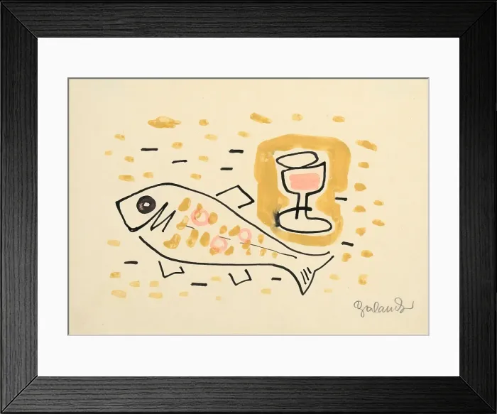 Framed Print : Still life with fish, 1937. Creator: Mikulas Galanda Framed Print : Still life with fish, 1937. Creator: Mikulas Galanda