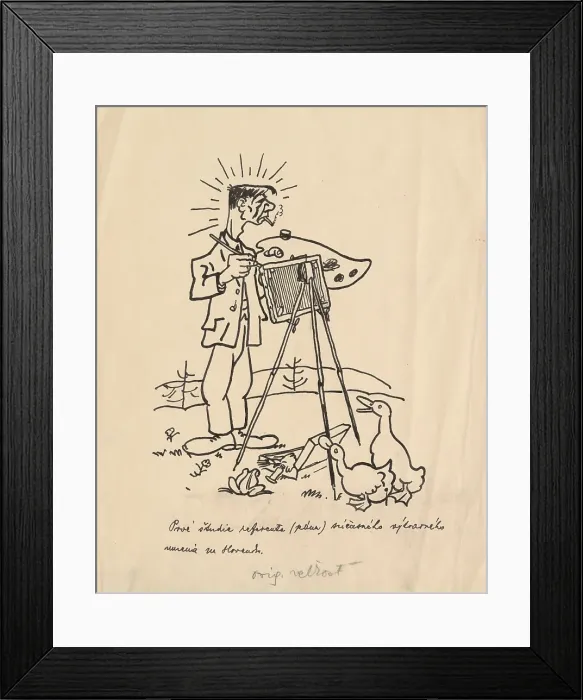 Framed Print : Satirical Drawing for a Magazine I. around 1940. Creator: Andrej Kovacik Framed Print : Satirical Drawing for a Magazine I. around 1940. Creator: Andrej Kovacik