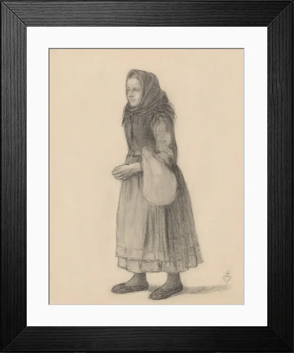 Framed Print : Girl with a backpack, around 1905. Creator: Karol Miloslav Lehotsky Framed Print : Girl with a backpack, around 1905. Creator: Karol Miloslav Lehotsky