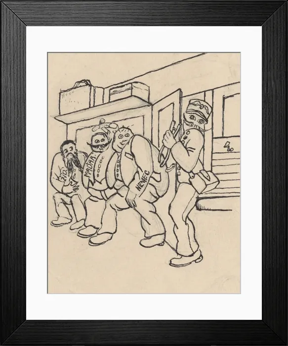 Framed Print : Satirical Drawing for a Magazine IV. around 1940. Creator: Andrej Kovacik Framed Print : Satirical Drawing for a Magazine IV. around 1940. Creator: Andrej Kovacik