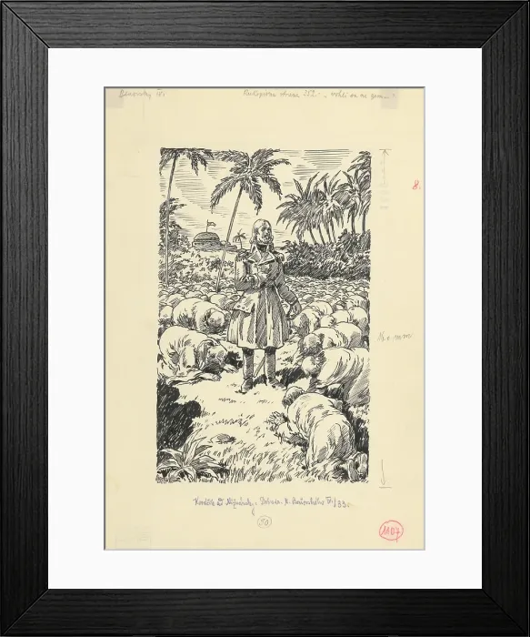 Framed Print : 8.- They threw themselves on the ground, 1953. Creator: Andrej Kovacik Framed Print : 8.- They threw themselves on the ground, 1953. Creator: Andrej Kovacik