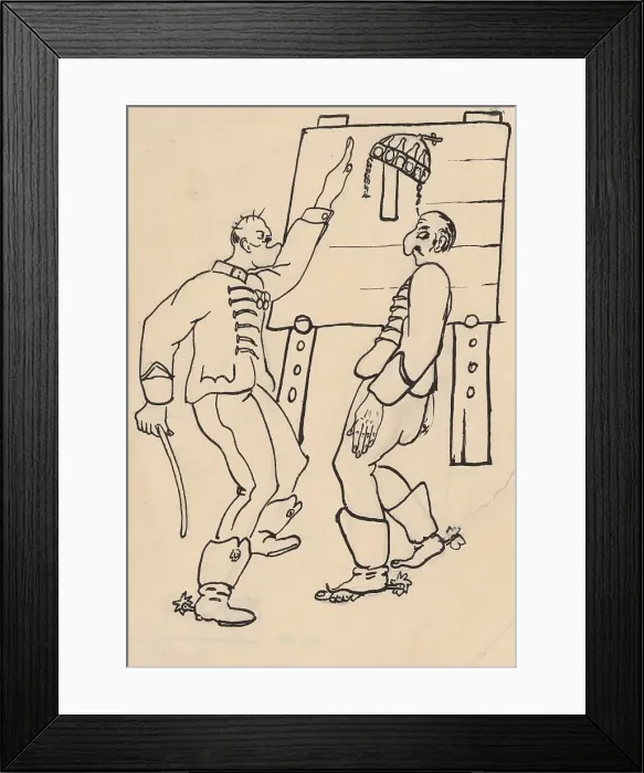 Framed Print : Satirical Drawing for a Magazine III. around 1940. Creator: Andrej Kovacik Framed Print : Satirical Drawing for a Magazine III. around 1940. Creator: Andrej Kovacik