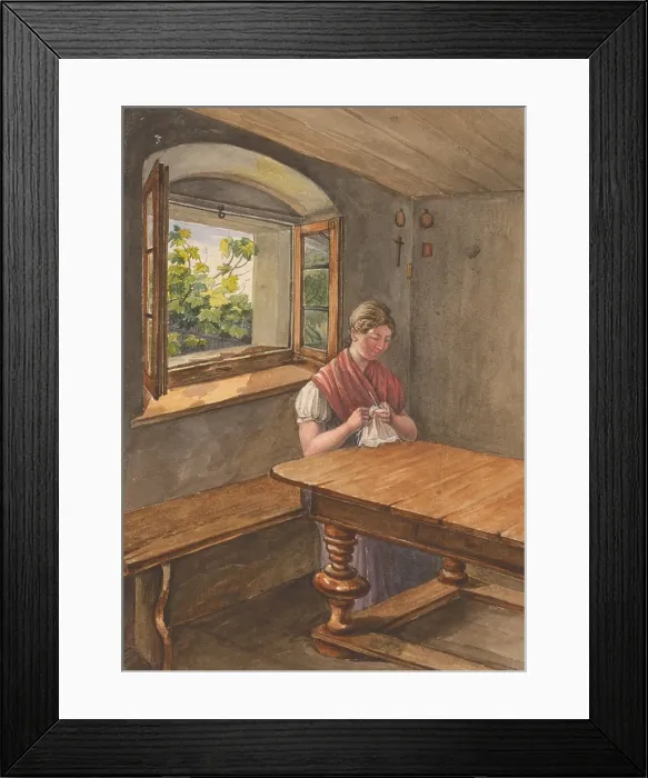 Framed Print : At handwork, 1839-1844. Creator: Karoly Lajos Libay Framed Print : At handwork, 1839-1844. Creator: Karoly Lajos Libay