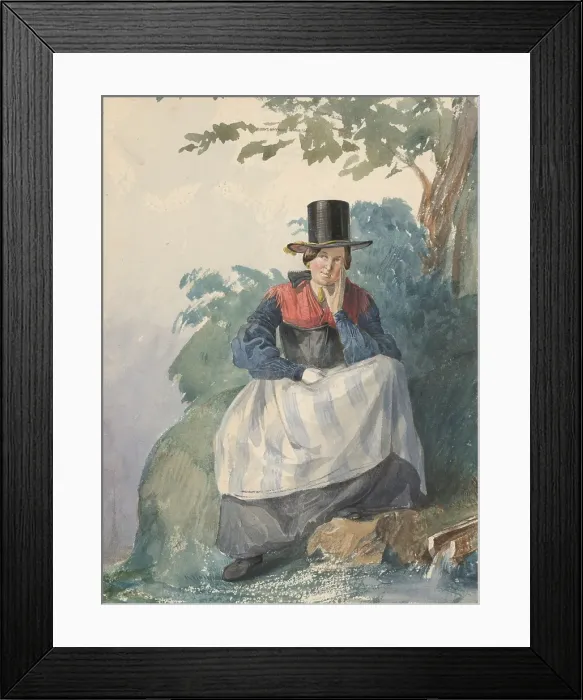 Framed Print : Seated Woman by the Stream, 1839-1844. Creator: Karoly Lajos Libay Framed Print : Seated Woman by the Stream, 1839-1844. Creator: Karoly Lajos Libay