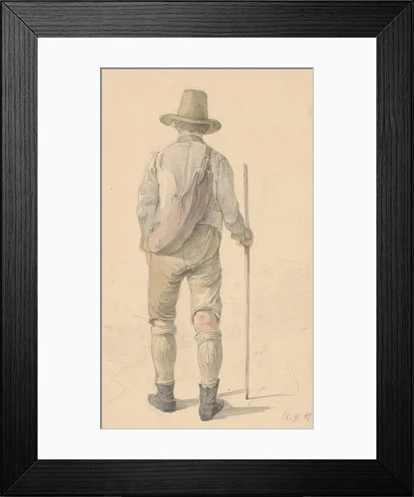 Framed Print : A walking man from the back, 1848. Creator: Karoly Lajos Libay Framed Print : A walking man from the back, 1848. Creator: Karoly Lajos Libay