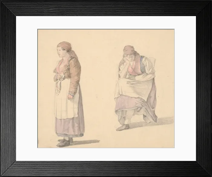 Framed Print : Study of a standing and seated woman, 1839-1845. Creator: Karoly Lajos Libay Framed Print : Study of a standing and seated woman, 1839-1845. Creator: Karoly Lajos Libay