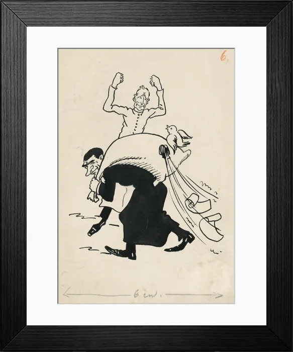 Framed Print : Satirical Drawing VI. around 1940. Creator: Andrej Kovacik
