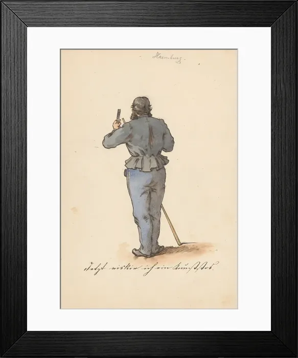Framed Print : Standing man from behind, 1850-1860. Creator: Friedrich Carl von Scheidlin Framed Print : Standing man from behind, 1850-1860. Creator: Friedrich Carl von Scheidlin