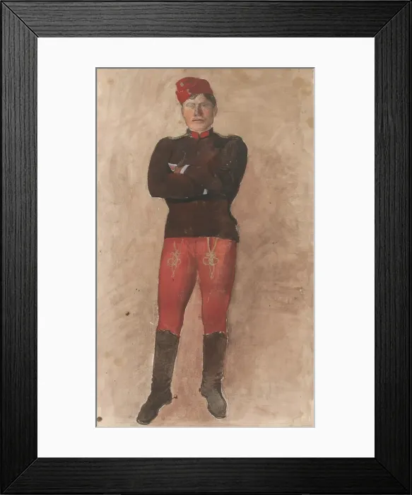 Framed Print : Standing soldier with folded arms, 1880-1910. Creator: Ladislav Mednyanszky Framed Print : Standing soldier with folded arms, 1880-1910. Creator: Ladislav Mednyanszky