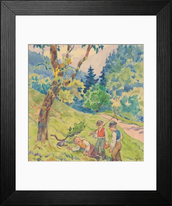 Framed Print : 12.- Three Boys at the Edge of the Forest, 1932. Creator: Gustav Mally Framed Print : 12.- Three Boys at the Edge of the Forest, 1932. Creator: Gustav Mally