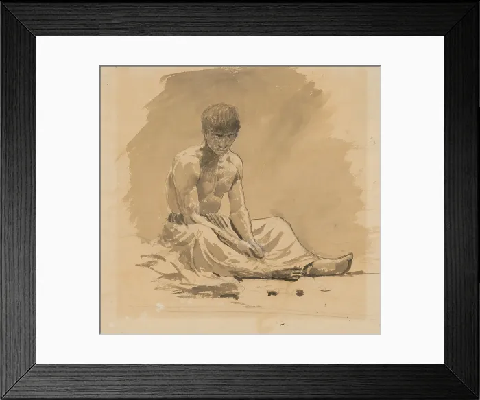 Framed Print : Seated Man Naked to the Waist, 1895-1900. Creator: Ladislav Mednyanszky Framed Print : Seated Man Naked to the Waist, 1895-1900. Creator: Ladislav Mednyanszky