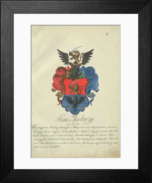 Framed Print : Coat of arms of the Ambrozy family, 1904-1910. Creator: Adolf Medzihradsky Framed Print : Coat of arms of the Ambrozy family, 1904-1910. Creator: Adolf Medzihradsky