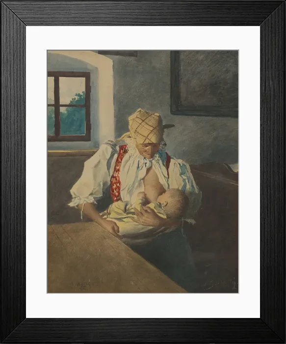 Framed Print : Nursing mother, 1910. Creator: Gustav Mally Framed Print : Nursing mother, 1910. Creator: Gustav Mally